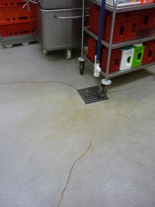Assessing the crack formation in the coating and the cementitious screed of a butcher’s shop